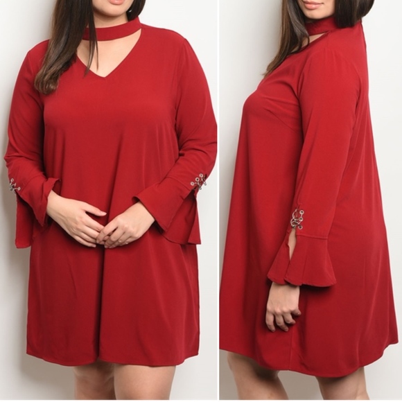 Elegant Red Choker Dress - Picture 1 of 3